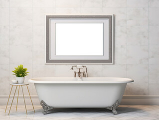 Frame mockup in rustic villa bathroom, Mockups Design 3D, HD