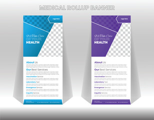 Medical roll up banner design print template