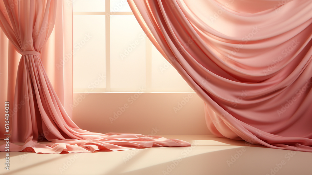 Poster clean and elegant abstract background with soft light and subtle curtain shadows, perfect for produc