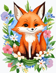 Fototapeta premium cute fox vector illustration design for t shirt design, banner, poster, sticker