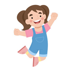 Illustration of a cute girl jumping