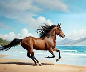 Obraz na płótnie Canvas horse on the beach generated by ai