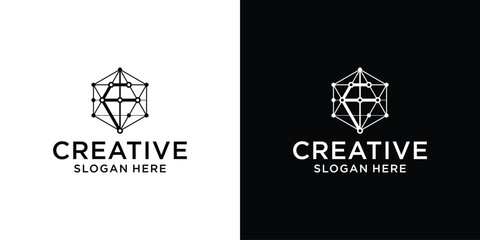 letter f vector logo technology abstract template