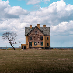 Symmetric Old Abandoned Houses in Sandy Hook for Military Officers in New Jersey