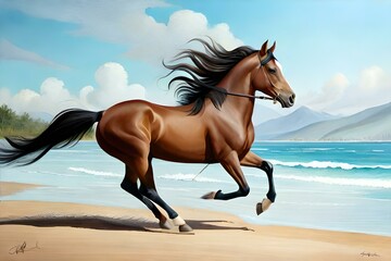 horse on the beach generated by ai