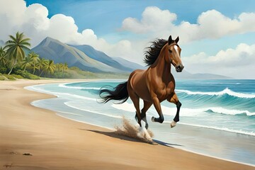 Obraz na płótnie Canvas horse on the beach generated by ai