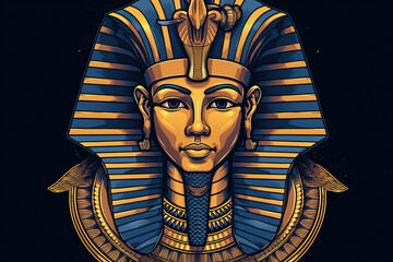 Tutankhamun pharaoh of Egypt illustration golden ancient statue ,generated ai