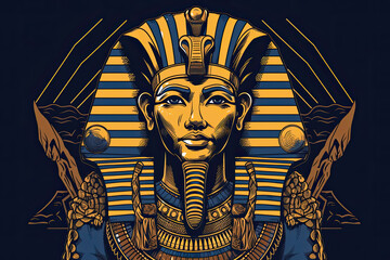 Tutankhamun pharaoh of Egypt illustration golden ancient statue ,generated ai ,generated ai