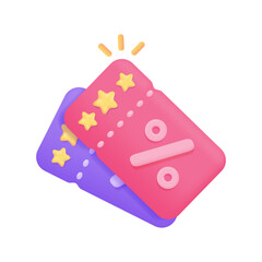 discount voucher Percentage reductions in festive sales promotions. 3D illustration