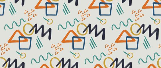 Seamless pattern. Geometric shapes. Vector colorful shapes. Minimalism.