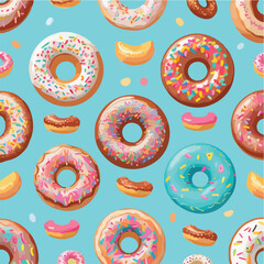 Seamless pattern of colorful donuts with sprinkles vector illustration of sprinkle bliss