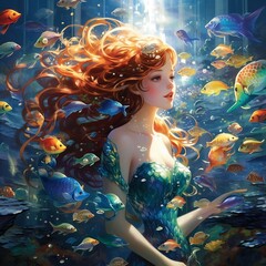 Obraz na płótnie Canvas mermaid in the sea