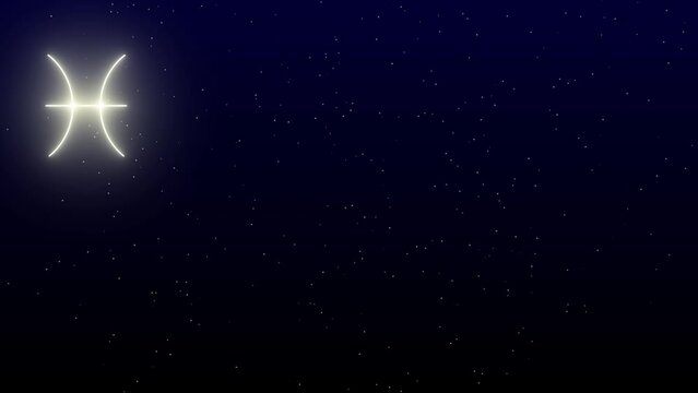 Pisces star animated pisces zodiac star in black night sky.