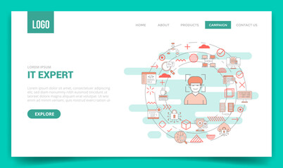 Fototapeta na wymiar it expert concept with circle icon for website template or landing page homepage