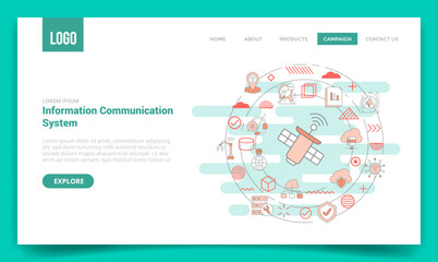 ict information and communication technology concept with circle icon for website template or landing page homepage