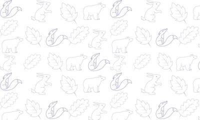 Fototapeta na wymiar Hand drawn pattern with animal and leaf