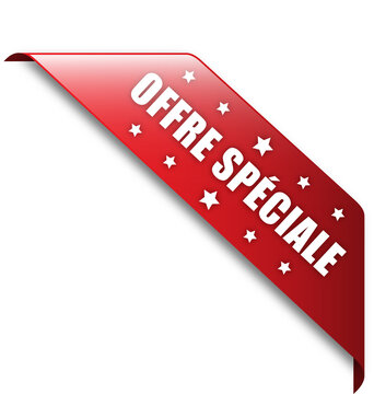 OFFRE SPECIALE (SPECIAL OFFER in French) ribbon on transparent background