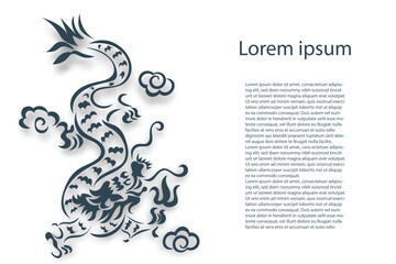 Obraz premium Chinese New Year 2024, the year of the Dragon, red and gold line art characters, simple hand-drawn Asian elements with craft (Chinese translation: Happy Chinese New Year 2024, year of the Dragon)