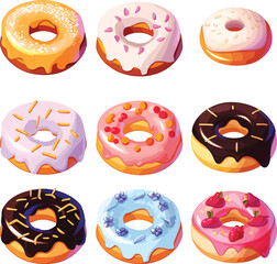 set of colorful glazed donuts generate with ai