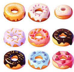 set of colorful glazed donuts generate with ai