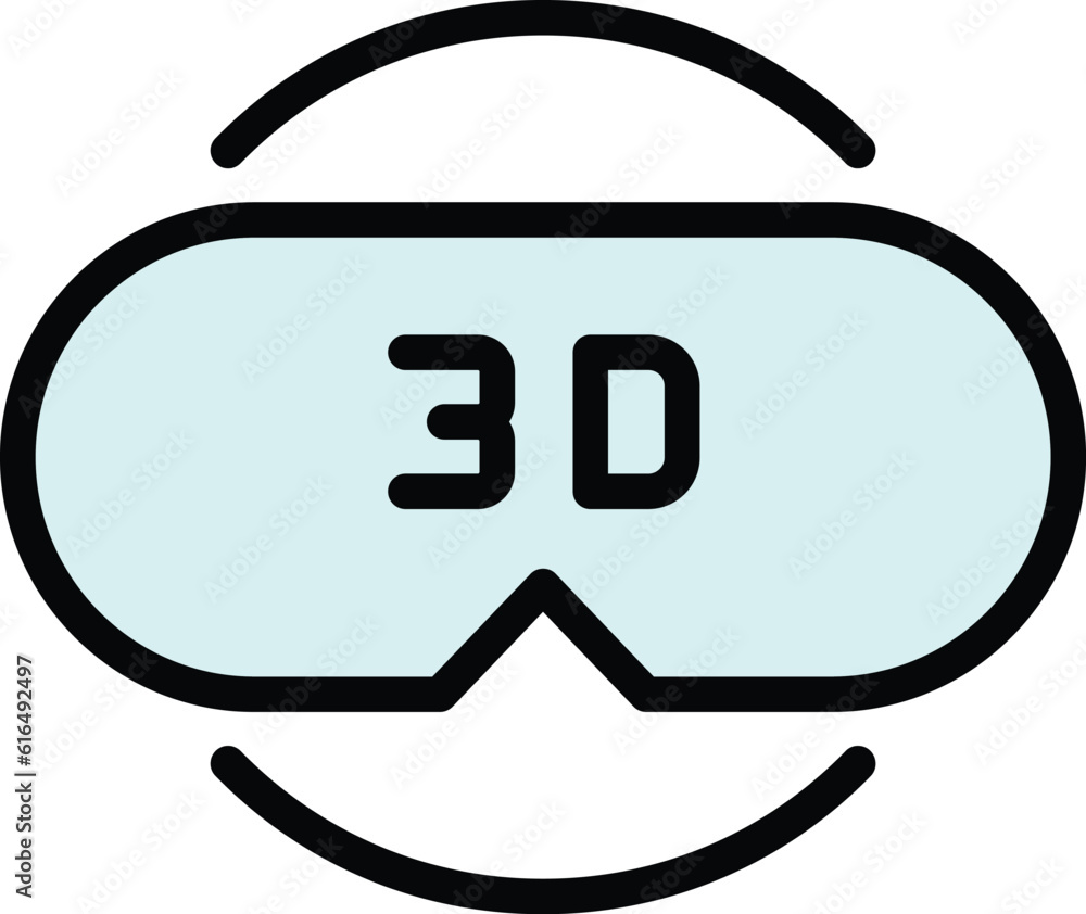 Poster 3d system icon. outline 3d system vector icon for web design isolated on white background color flat