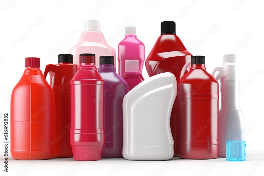 Poster cleaning products isolated on white background. Generated by AI