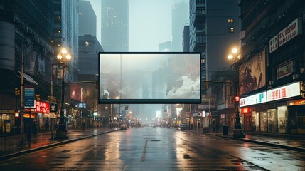 Billboard in futuristic city. Generative AI