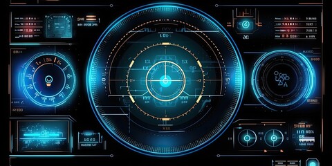 Fototapeta premium Futuristic HUD screen data hologram. Generative AI
