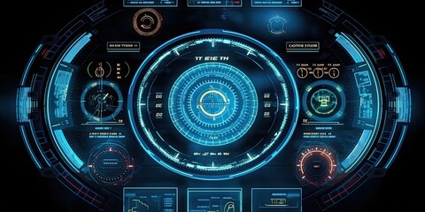 Futuristic HUD screen data hologram. Generative AI