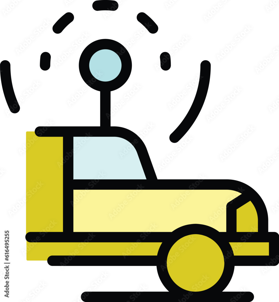 Poster signal car icon. outline signal car vector icon for web design isolated on white background color fl