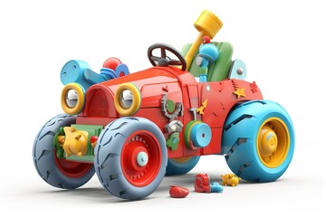 toy colored car isolated on white background. Generated by AI