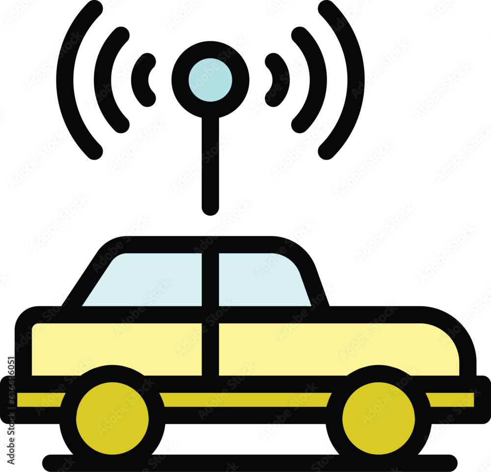 Poster signal control car icon. outline signal control car vector icon for web design isolated on white bac