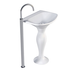Washbasin isolated on transparent background, sink, 3D illustration, cg render
