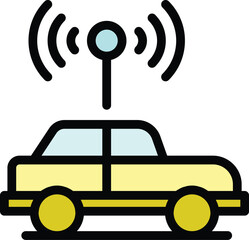 Signal control car icon. Outline Signal control car vector icon for web design isolated on white background color flat