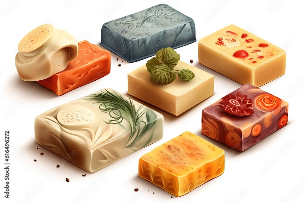 Poster handmade soap isolated on white background. generated by ai