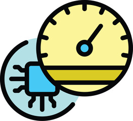 Cruise control car icon. Outline Cruise control car vector icon for web design isolated on white background color flat