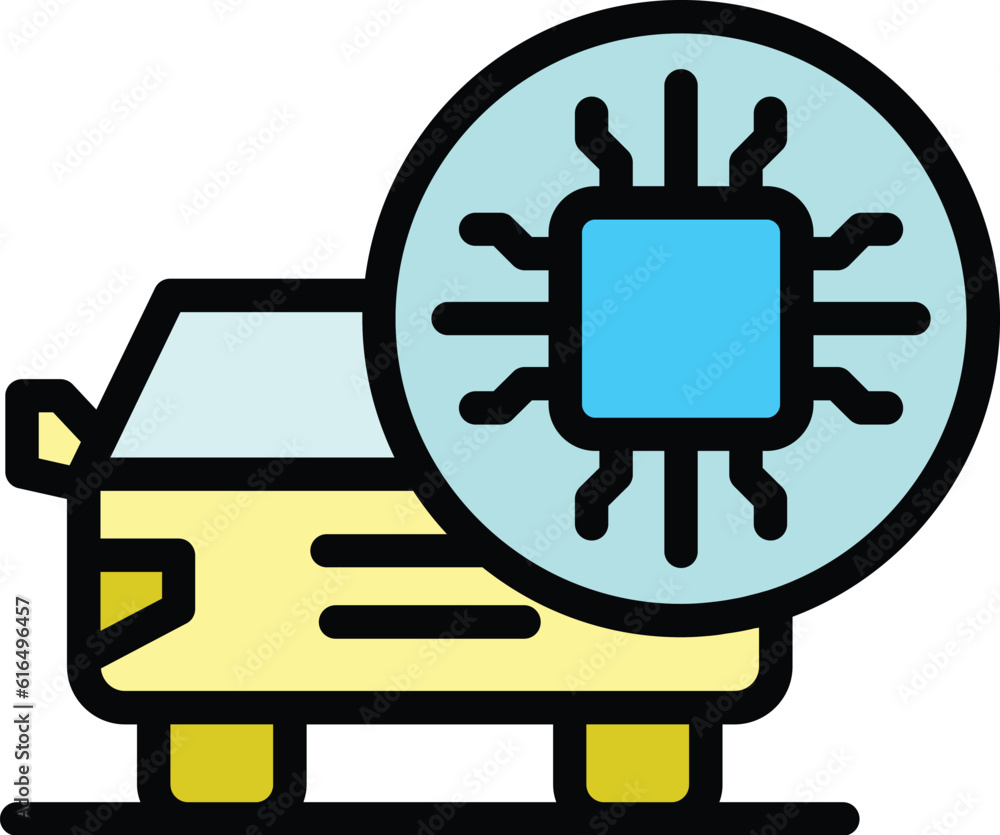 Poster microchip car icon. outline microchip car vector icon for web design isolated on white background co