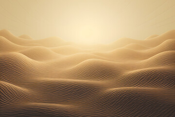 abstract desert heat theme illustration as background. yellow lines shape endless hilly sand dune landscape with the sun and sky in the background  - generative ai