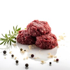 Ground venison meat isolated on white background. Generative AI