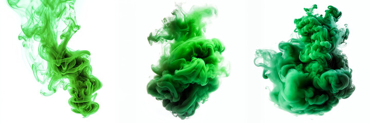 Abstract green smoke toxic cloud transparent isolated - Generative AI - obrazy, fototapety, plakaty