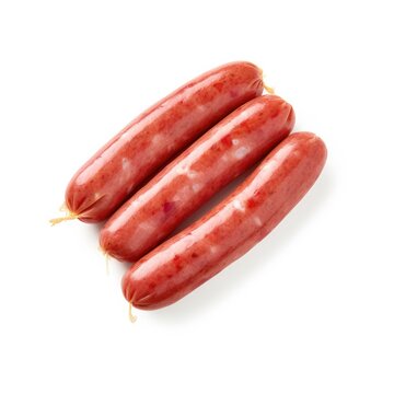 Frankfurters hot dogs meat isolated on white background. Generative AI