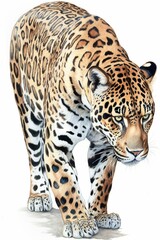 jaguar ou guépard en dessin aquarelle sur fond blanc, illustration ia générative