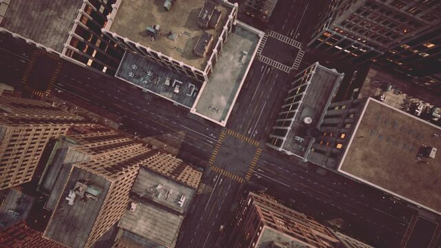 City Top View of Skyscrapers Building by drone