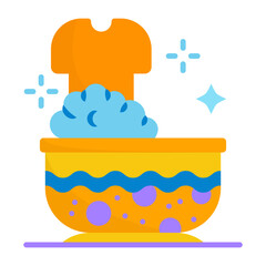 Submerge and soak the Shirt vector icon design, Housekeeping symbol, Office caretaker sign, porter or cleanser equipment stock illustration, Hand Wash Clothes concept