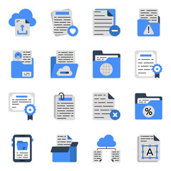 Pack of Files and Data Flat Icons 

