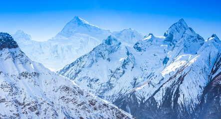 Himalayas mountains in sunlight