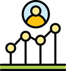 Narrow market graph chart icon. Outline Narrow market graph chart vector icon for web design isolated on white background color flat