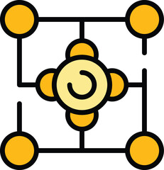 Narrow market molecule icon. Outline Narrow market molecule vector icon for web design isolated on white background color flat