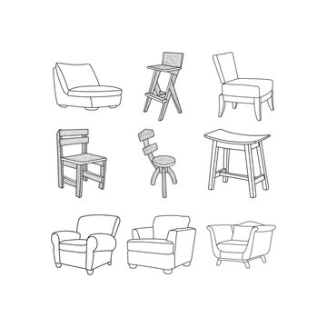 Set Chair interior icon, Illustration Minimalist Simple Design