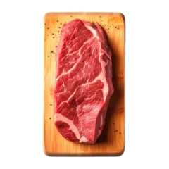 Foto op Canvas raw beef steak on a cutting board isolated on transparent background © Design Resources